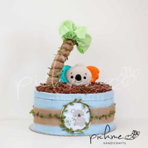 diapercake τουρτοπάνα για αγόρι θέμα κοάλα από μπροστά