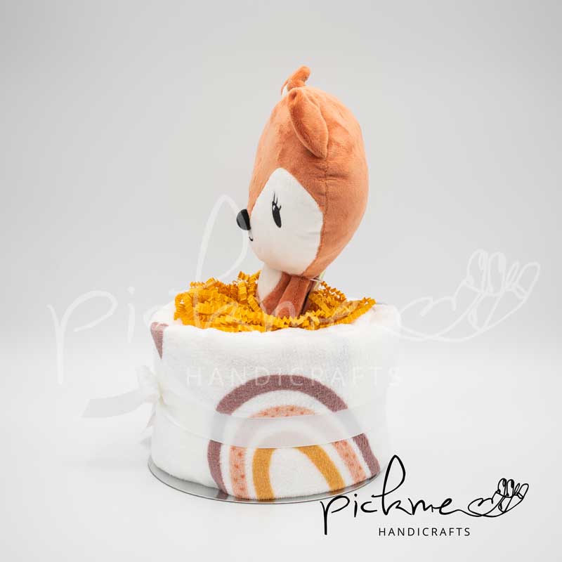 diapercake τουρτοπάνα unisex μονοόροφη αλεπού αριστερή όψη