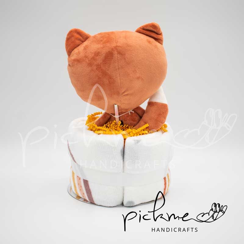 diapercake τουρτοπάνα unisex μονοόροφη αλεπού πίσω όψη