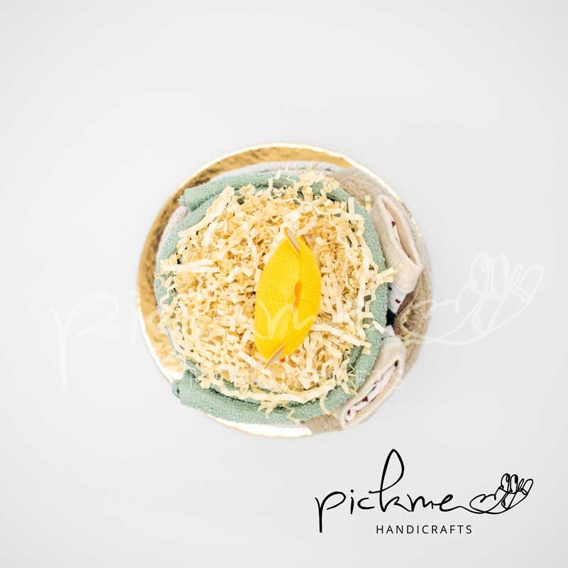 diapercake τουρτοπάνα για αγόρι βεραμάν εκρού αρκουδάκι επάνω όψη