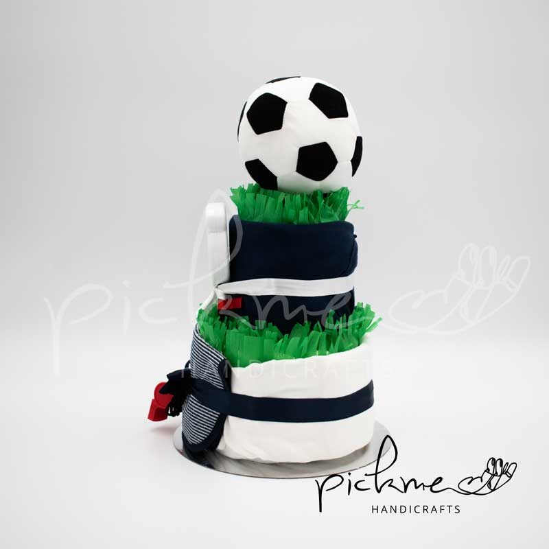 diapercake τουρτοπάνα για αγόρι ποδόσφαιρο αριστερή όψη