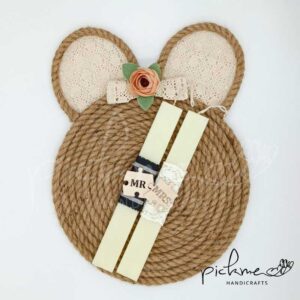 σετ χειροποίητες πασχαλινες λαμπάδες πλακέ εκρού mr mrs