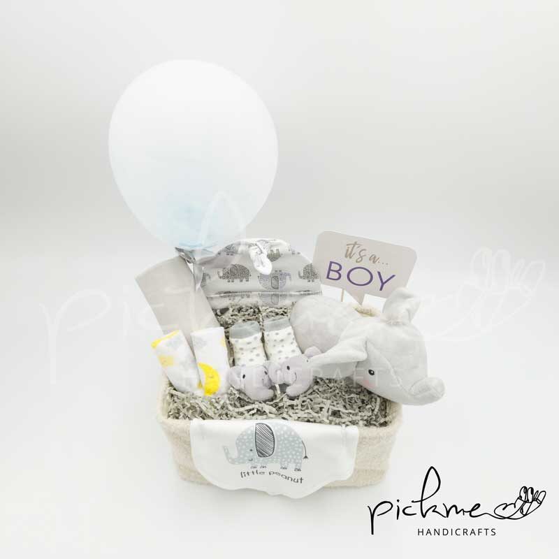 gift basket για αγόρι γκρι ελεφαντάκι 05