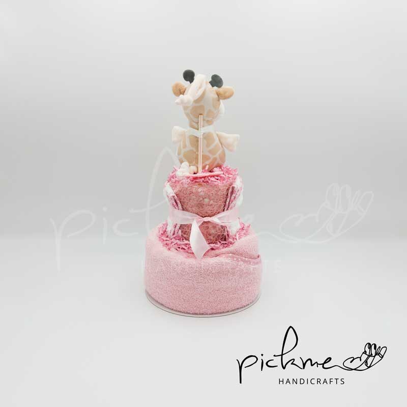 diapercake τουρτοπάνα ροζ καμηλοπάρδαλη 03