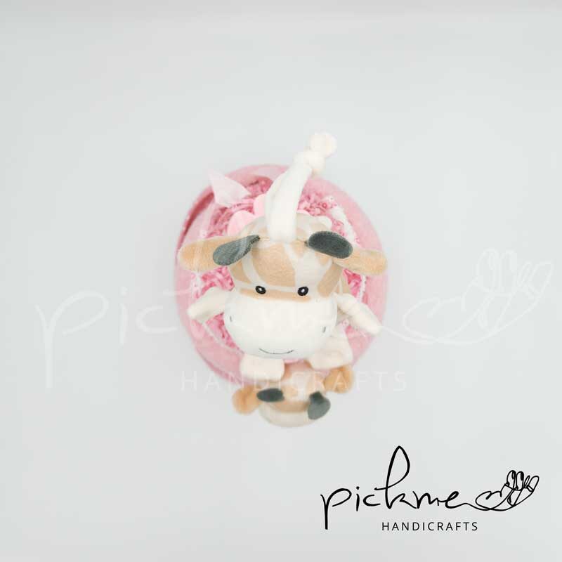 diapercake τουρτοπάνα ροζ καμηλοπάρδαλη 05