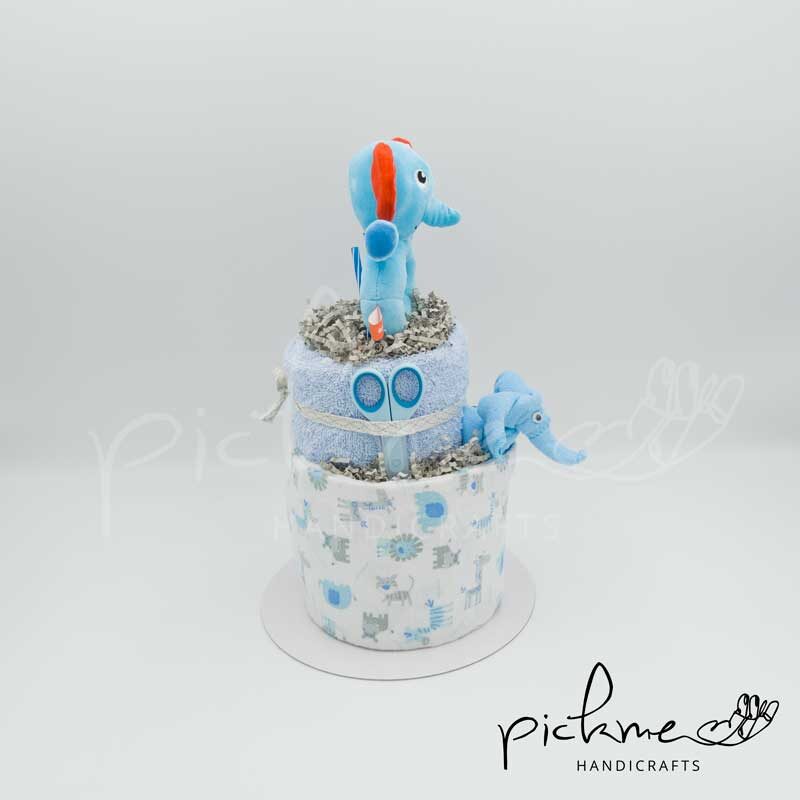 diapercake τουρτοπάνα μπλε ελεφαντάκι 2 όροφη 03