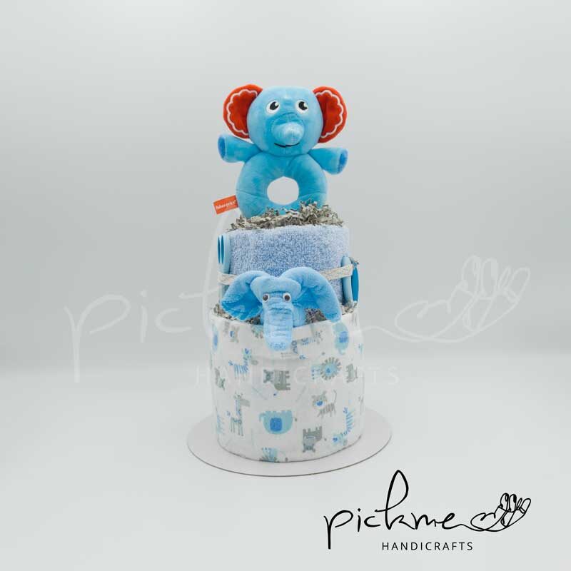 diapercake τουρτοπάνα μπλε ελεφαντάκι 2 όροφη 01