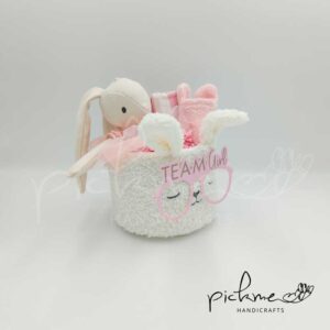 Gift basket λευκό λαγουδάκι με αυτιά 01