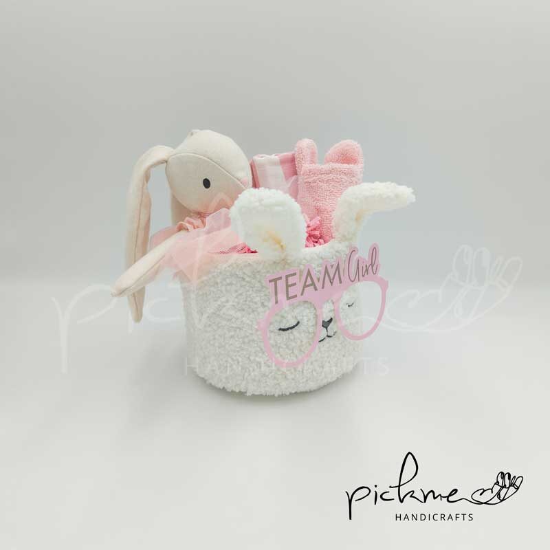 Gift basket λευκό λαγουδάκι με αυτιά 01