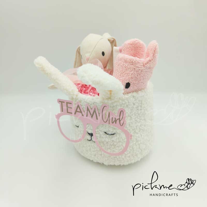 Gift basket λευκό λαγουδάκι με αυτιά 02