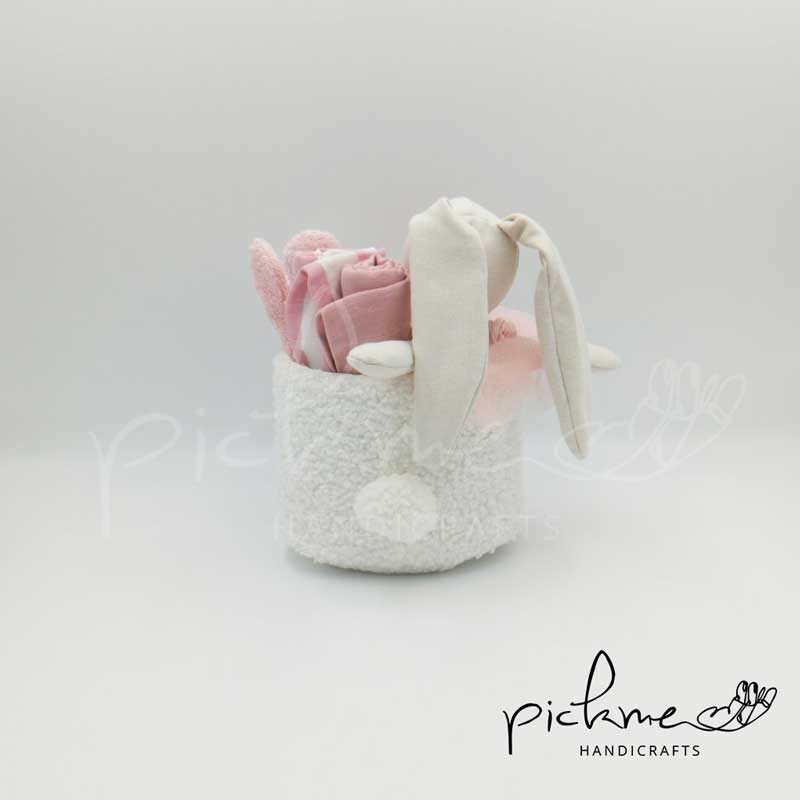 Gift basket λευκό λαγουδάκι με αυτιά 03