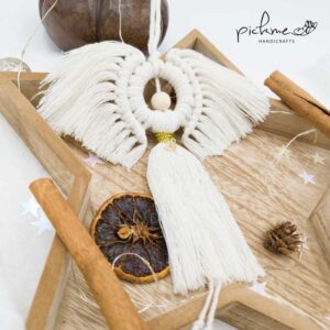 χριστουγεννιάτικο γούρι λευκός άγγελος μακραμέ 01