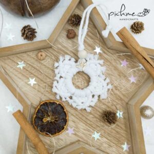 χριστουγεννιάτικο γούρι χιονονιφάδα μακραμέ 01