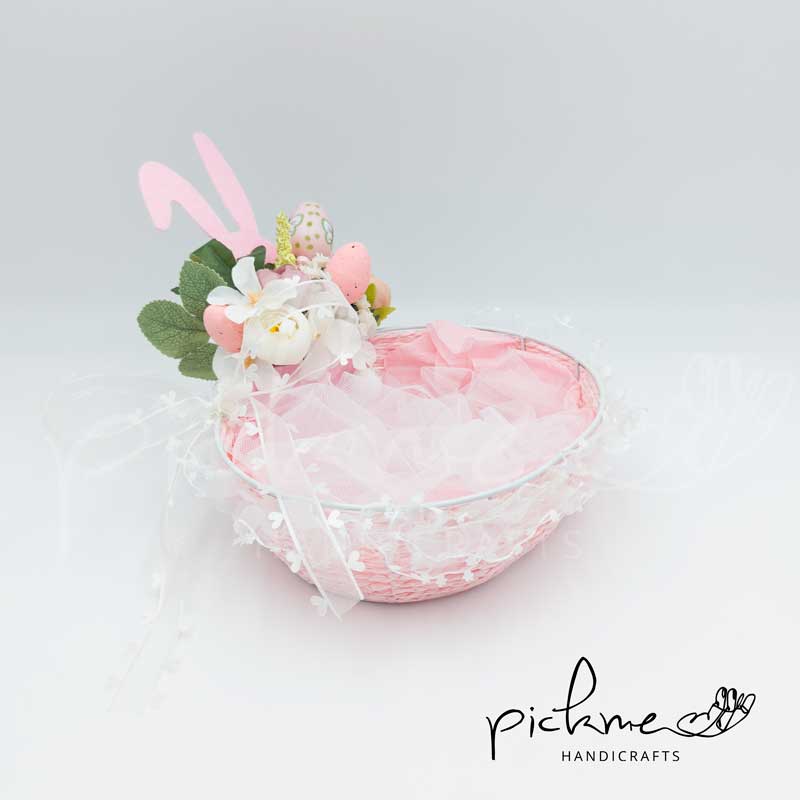 πασχαλινό καλάθι ροζ λαγουδάκι 02